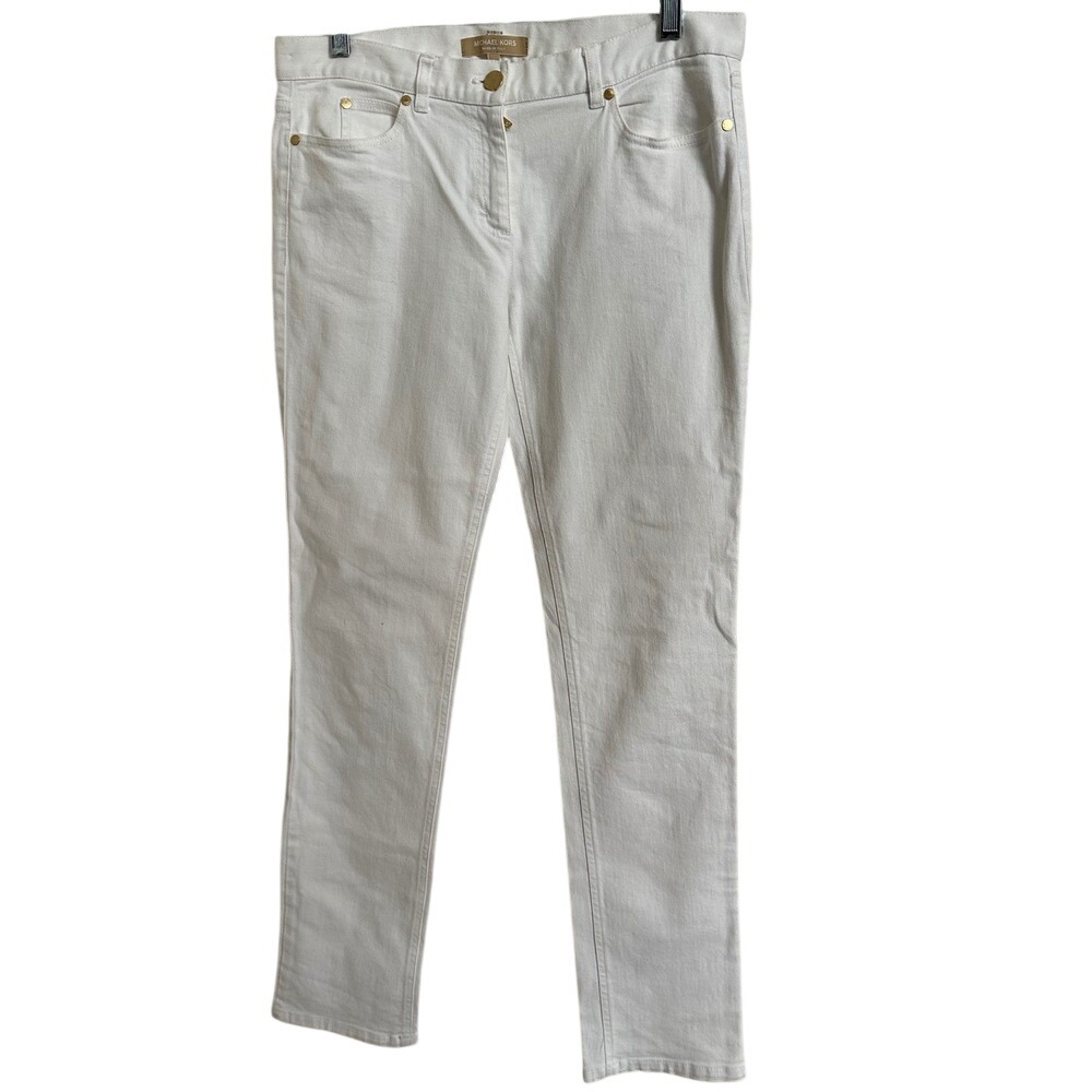 Michael Kors‎ Collection Made in Italy White Zipper Pocket Jeans - Size 6